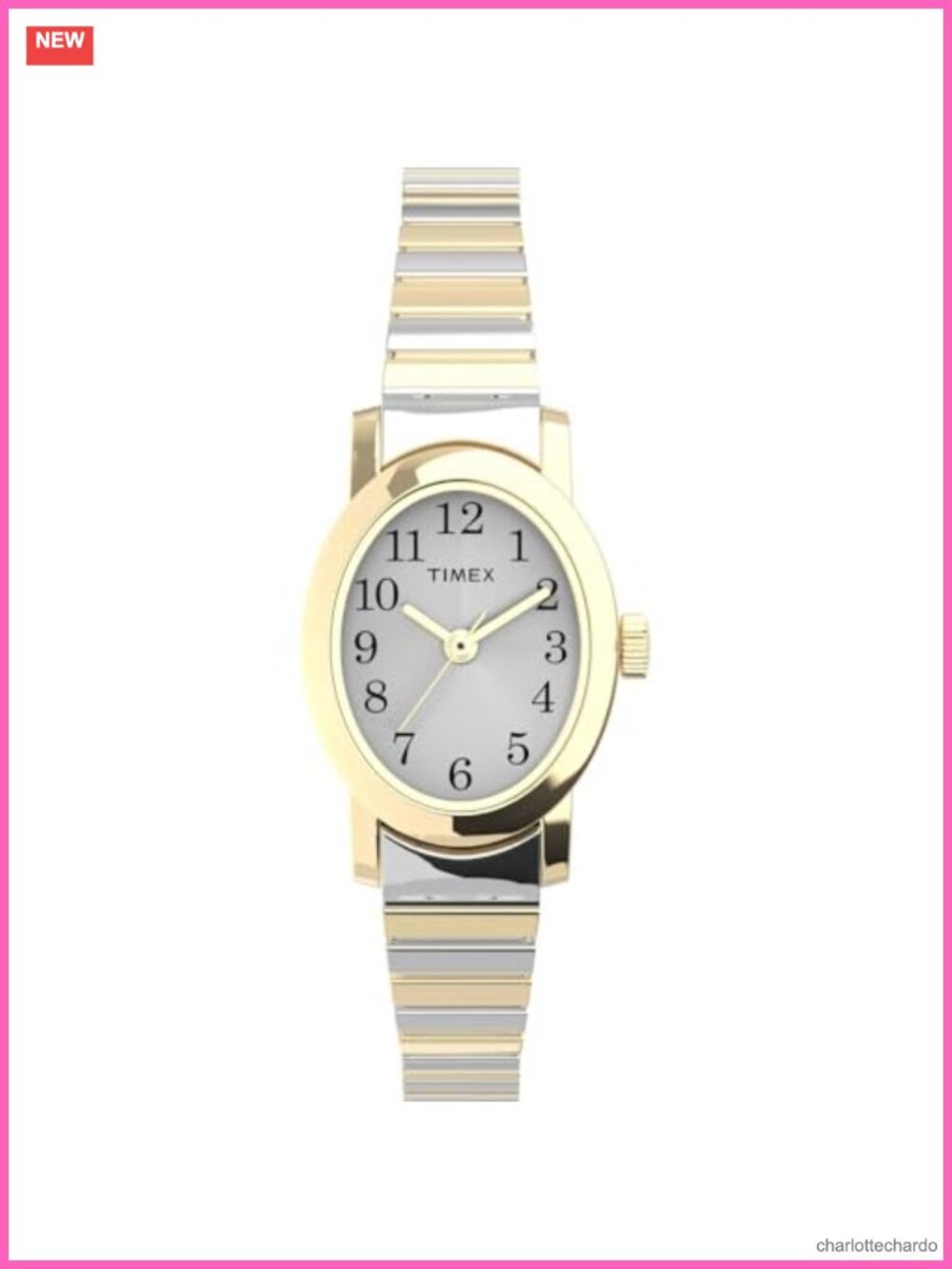 Womens Cavatina Watch Oval Gold-Tone Case Expansion Band Quartz Analog
